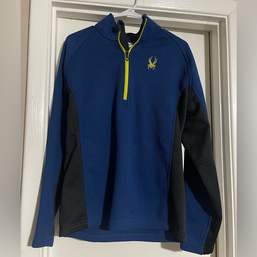 Spyder Outbound Sweatshirt Mens Medium Blue 1/2 Zip Mock Neck Embroidered Logo